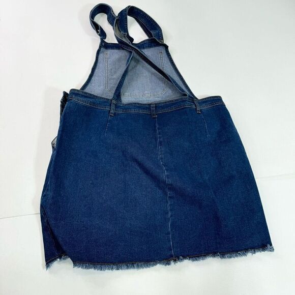 Agnes Orinda Pants Womens 2X Blue Dark-Wash Solid Distressed Denim Overall Jumpe - Picture 8 of 8